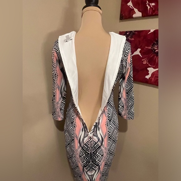 Bisou Bisou Michelle Bohbot Sheath Pink/ Black/White Body-con Dress, size 4 - Picture 4 of 7